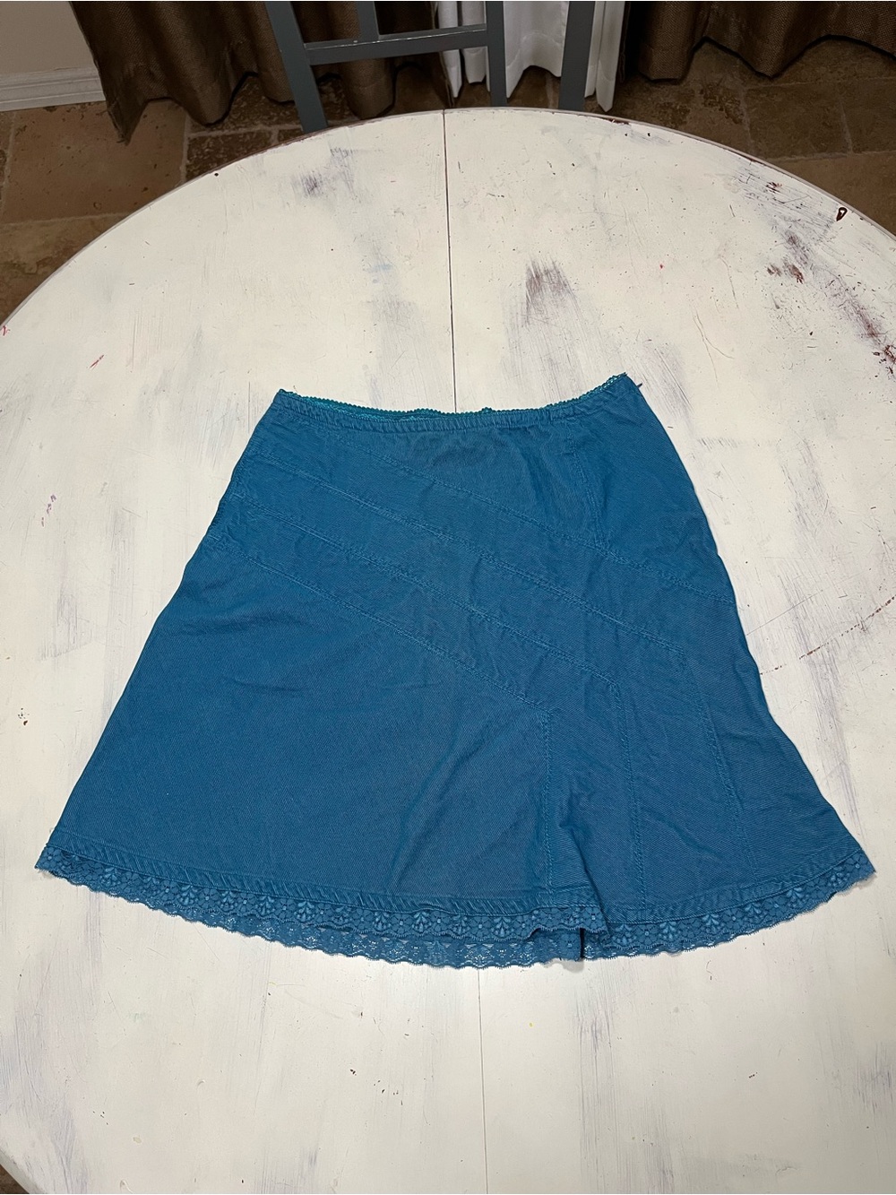 No Boundaries Y2K 2000’s Fine Corduroy At Knee A-Line Skirt Junior 11 Lace Trim